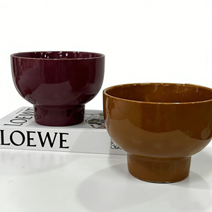 Nouveauté 2026 : Pots de fleurs en céramique à pieds en forme de bol, coloris rouge/vert/bordeaux/marron, vente directe usine, pour plantes succulentes d'intérieur et décoration maison - Product Image 5