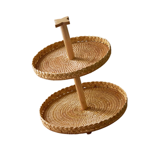 Plateau à étages en rotin tissé plateau à 2 niveaux pour l'affichage des Fruits plateau de service en rotin en osier pour la maison et la décoration fabricant vietnamien - Product Image 5
