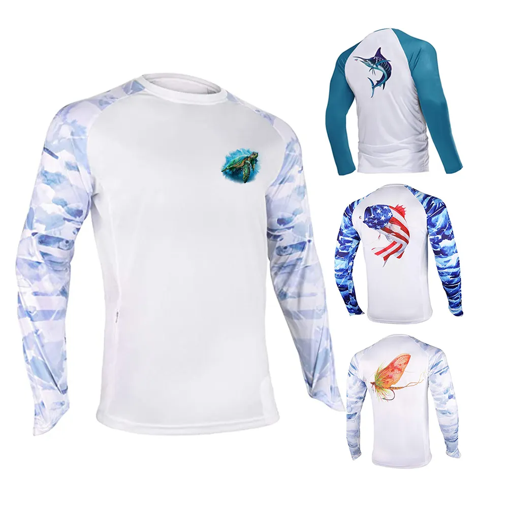 Custom High quality 100% Polyester Long Sleeve UV Sun Protection Performance OEM polyester breathable Fishing T Shirt