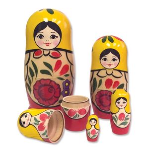 Magnifique Poupée Russe Matriochka Roses – Fabriquée à Serguiev Possad (5 Pièces)