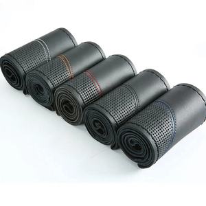 <span class=keywords><strong>Funda</strong></span> de Cuero Genuino <span class=keywords><strong>para</strong></span> <span class=keywords><strong>Volante</strong></span> de Coche de 38 cm, Cubierta Antideslizante <span class=keywords><strong>para</strong></span> las Cuatro Estaciones, Accesorios Interiores - Product Image 1