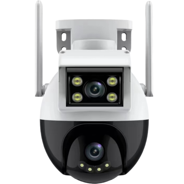 Super Look Home Outdoor WiFi Surveillance Camera 4MP CMOS Dual Lens PTZ Intercom Alarm IP66 Waterproof H.265 ICSee