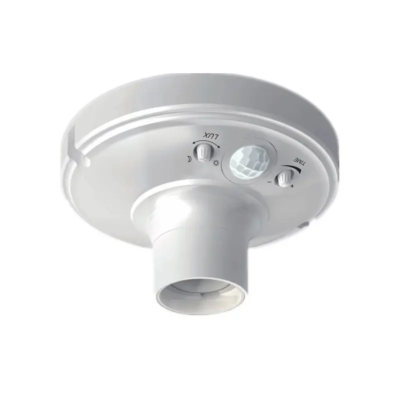 Sensor infravermelho feito sob pressão de luz, detector de movimento, sensor de teto com suporte para lâmpada E27, plástico moderno, Pdlux PD-PIR114 China branco