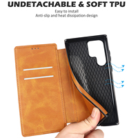 Étui portefeuille magnétique en similicuir avec support et porte-cartes pour Samsung Galaxy S25 Ultra, S24 Plus, S23, S22, Note20