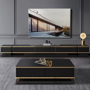 Hiện đại sang trọng Bàn cà phê và TV đứng Set khung thép không gỉ bàn trà vàng đồ nội thất phòng khách tùy chỉnh TV bảng - Product Image 6