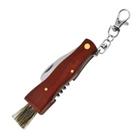 Couteau multifonction pour la cueillette des champignons, couteau pliant en acier inoxydable 3Cr13 avec brosse, pince, ouvre-bouteille à vin, manche en bois de poirier