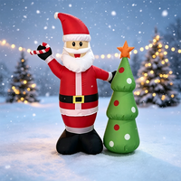 Décoration de Noël gonflable de 1,5 m, Père Noël et sapin de Noël avec LED, pour extérieur, jardin, fête de Noël