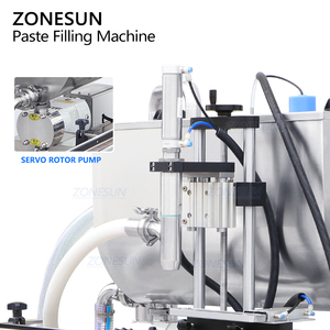 เครื่องบรรจุซอสแบบอัตโนมัติ ZONESUN ZS-YT1T-1PXM พร้อมปั๊มโรเตอร์เซอร์โวแบบหัวเดียว สำหรับบรรจุซอสมะเขือเทศ ซอสข้น และเนื้อครีม พร้อมถังผสม - Product Image 3