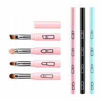 Ensemble de pinceaux de maquillage portables personnalisables OEM avec éponge de mélange, blush pour les lèvres et fard à paupières - Manche en aluminium, couleur et logo personnalisables