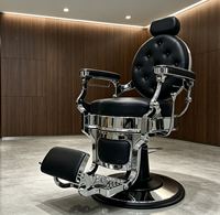 Fauteuil de barbier classique haut de gamme à boutons capitonnés pour usage professionnel en salon de coiffure