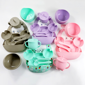 Perlengkapan Grosir Produk Menyapih Bayi Balita Tahap Pertama Belajar Makan Mangkuk Sup Piring Anti Selip Celemek Tahan Air - Product Image 5