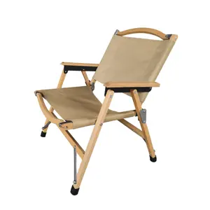 Silla de Camping impermeable Kermit, silla plegable de madera maciza para exteriores, silla plegable de lona portátil para acampar para pesca