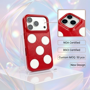 Custodia per iPhone 17/18 Pro Max <span class=keywords><strong>in</strong></span> Pelle PU con Patch a Pois, Bottoni Rialzati per Fotocamera, Fori Precisi per Porte e Protezione Anti-Caduta - Product Image 2
