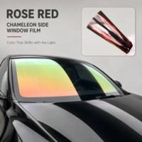 Film teinté caméléon rouge rosé 30% 35% VLT pour vitres latérales/arrière de voiture, IRR100% UV99%, isolation thermique élevée, autocollants pour vitres