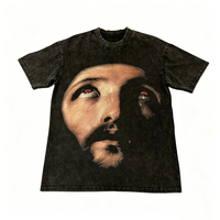 T-shirt DTG personnalisé Kornit gris foncé avec impression artistique visage vieilli style vintage – Fabrication OEM