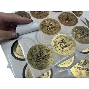 Stiker vinil bulat hitam Label keamanan lilin tahan air untuk wadah toples untuk industri cetak