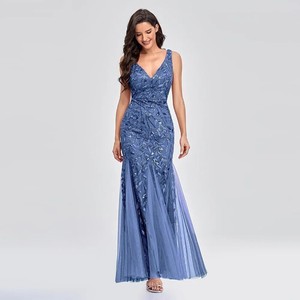 Popular European and American summer dress, stylish and elegant <b>sequin</b> V-neck gown for ladies - Product Image 6
