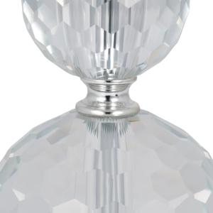 Round Table <b>Lamp</b> Set Faceted Crystal Orbs Linen Shade For Bedroom Living Room Bedside Styling - Product Image 4