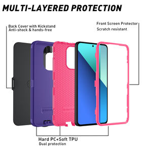 Housse de téléphone portable quatre-en-un avec clip Housse robuste antichoc <span class=keywords><strong>Defender</strong></span> Robot pour Redmi Note 13 4G Smartphones - Product Image 4