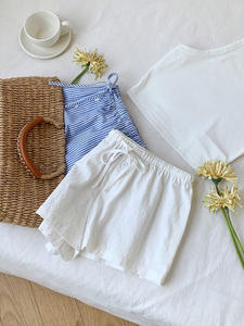 Élégant Beach Party Club Shorts mode femmes rayé 2025 nouveau été cordon poche pantalon court décontracté ample jambe large pantalon - Product Image 4