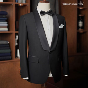 2025 đám cưới TUXEDO người đàn ông phù hợp với màu đen sư tử trái tim phù hợp với áo khoác và quần Lovey Dovey Bộ sưu tập được thực hiện tại Việt Nam - Product Image 1