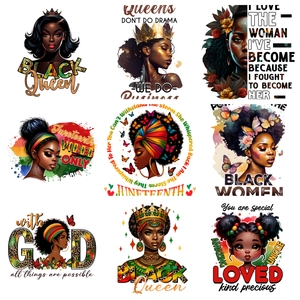 Tùy chỉnh màu đen nữ hoàng vẻ đẹp Châu Phi melanin cô gái cho dtf quần áo Sticker Plastisol truyền nhiệt in ấn tùy chỉnh thương hiệu - Product Image 3