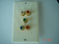 Plaque murale décorative AV taille US standard, 5 ports RCA femelles, coupleur fabriqué en Chine, insert de port combiné, matériau ABS, blanc, pour usage intérieur