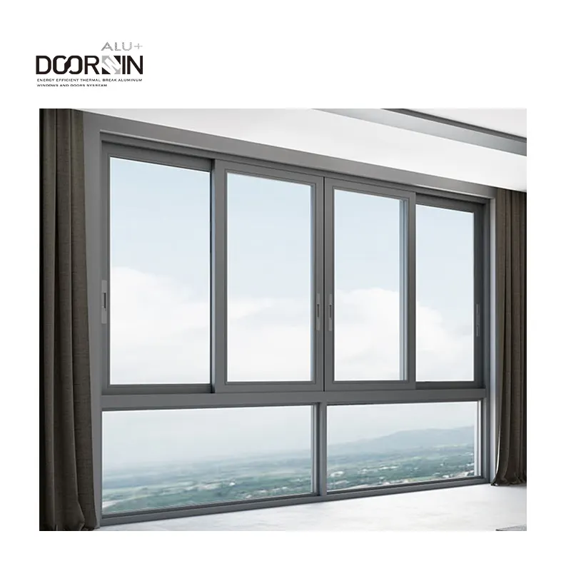 2024 New Arrival High Quality Black House Windows Aluminum Double Glass Black Silding Windows