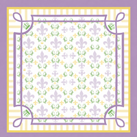 Tapis de jeu de mahjong carré antidérapant à rayures et bordure couronnée, motif crocodile violet et vert, fleur de lys, pour les amateurs de mahjong