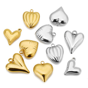 Colgante de corazón 3D de acero inoxidable, tamaño mediano, accesorios de joyería DIY para la fabricación de collares y pulseras - Product Image 1