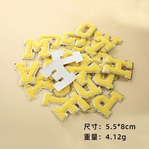 Hot Sale Cheap Self Adhesive 8cm Glitter Gold Edge Colorful Embroidered Letter Chenille Patches - Product Image 6