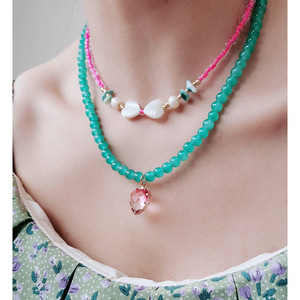 Collana con Catena Irregolare e Perline, Design Floreale Bohémien, Perla d'Acqua Dolce Naturale, Conchiglia Placcata Oro - Product Image 2