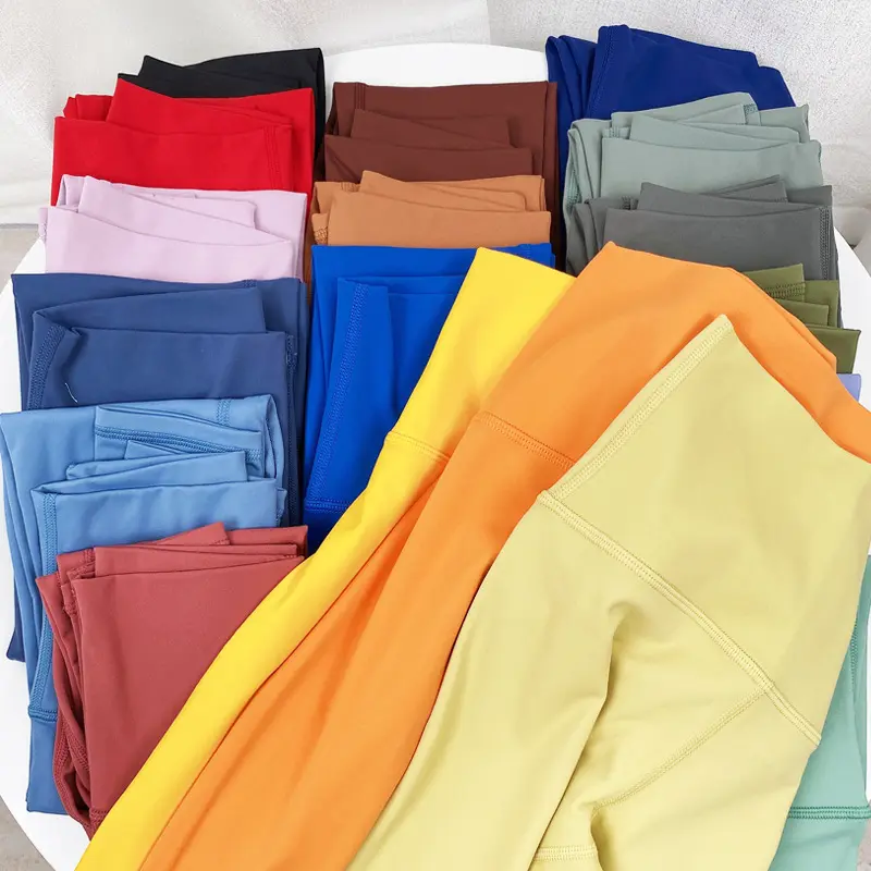 Pantalones personalizados de compresión para yoga y gimnasio 80% nailon 20% Spandex elastano de talla grande para mujer Lulu mallas de Yoga de cintura alta para mujer