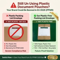 Pochette pour documents en papier glassine biodégradable, écologique et imperméable |   Pochette d'expédition recyclable sans plastique certifiée FSC