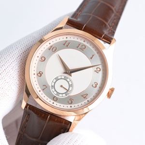 Reloj 5196 con Diseño de Anillo Plateado Simple, Esfera Dorada Rosa, Correa de Piel de Cocodrilo, Sistema de Segundero Independiente - Product Image 2