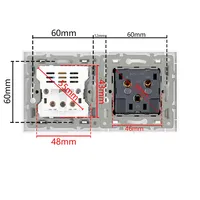 Interrupteur tactile en verre trempé gris standard EU avec prise Usb C, interrupteur mural 220V marche/arrêt, boîte à fond circulaire double sortie