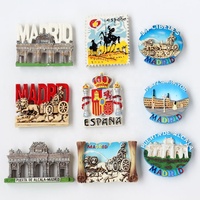Vente en gros d'aimants de réfrigérateur souvenirs touristiques espagnols-Aimants de réfrigérateur époxy en résine de Madrid Barcelone pour la décoration intérieure
