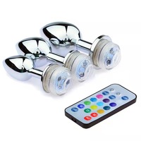 Plug anal S M L Flash en acier inoxydable avec bijou, jouet sexuel dilatateur multi-tailles, plug anal télécommandé