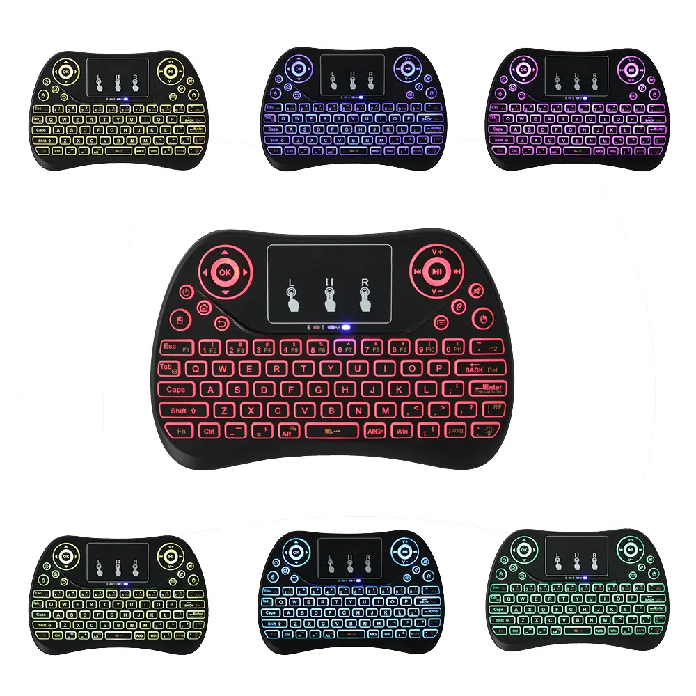T2-C QWERTY Wireless Mini Keyboard touchpad with backlit 7 color For Smart Tv Android Box