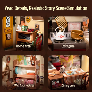 Puzzle 3D à assembler fait main, modèle de maison miniature DIY, thème 'Coffee House des Campagnes', ornement stéréoscopique - Product Image 3