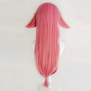 アニメコスプレウィッグ女性ピンクロングストレートヘアウィッグ前髪付き女の子コスチュームパーティー小道具 - Product Image 3