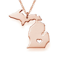 Michigan State Collier Pendentif En Acier Inoxydable Argent Plaqué Chaîne Bijoux État En Forme De Colliers Avec Un Coeur