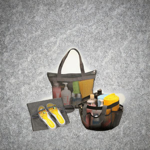 Sac de Douche Portable en Maille Robuste à Séchage Rapide pour Rangement de Jouets de Plage, Organisateur de Salle de Bain en Teck Tendance - Product Image 3