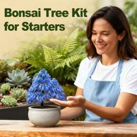 Kit de bonsaï de luxe écologique en 5 pièces, facile à cultiver pour les débutants, kit de jardin d'intérieur en bonsaï vivant, boîte en bois, outils, plante