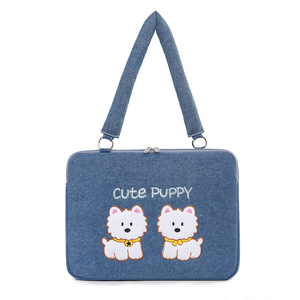 Denim Large Capacity Travel Portable Laptop <b>Bag</b> Shockproof Quilted Embroidered Soft Girls New Fashionable Design and Laptop <b>Bag</b> - Product Image 4