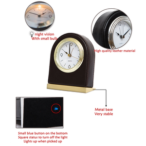 Réveil analogique d'hôtel avec lumière nouvel hôtel <span class=keywords><strong>haut</strong></span> <span class=keywords><strong>de</strong></span> <span class=keywords><strong>gamme</strong></span> horloge <span class=keywords><strong>de</strong></span> table en cuir PU décoration <span class=keywords><strong>de</strong></span> salon - Product Image 4