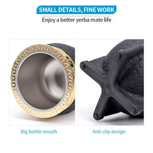 Taza <span class=keywords><strong>Yerba</strong></span> <span class=keywords><strong>Mate</strong></span> <span class=keywords><strong>de</strong></span> acero inoxidable <span class=keywords><strong>de</strong></span> 180ml al por mayor, tazas personalizadas con patrón <span class=keywords><strong>de</strong></span> cuero PP y revestimiento <span class=keywords><strong>de</strong></span> acero inoxidable 18/8 con aspiradora <span class=keywords><strong>de</strong></span> doble pared - Product Image 5