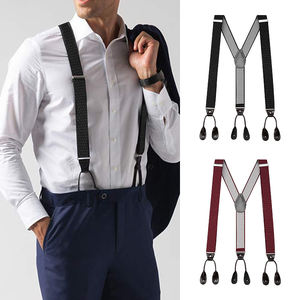 Correas de pantalón en forma de Y Cinturón <span class=keywords><strong>Clip</strong></span> ajustable Botón oculto <span class=keywords><strong>Tirantes</strong></span> de cuero <span class=keywords><strong>para</strong></span> fiesta de boda - Product Image 1