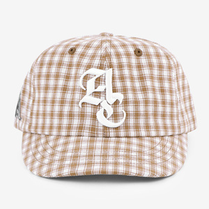 Casquette décontractée légère de style japonais à carreaux 100% coton non structurée à profil bas et visière courte en bec de canard - Product Image 2