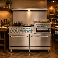 Cuisinière commerciale à gaz 6 brûleurs, plaque de cuisson 24 pouces, four à griller, en acier inoxydable, pour restaurant